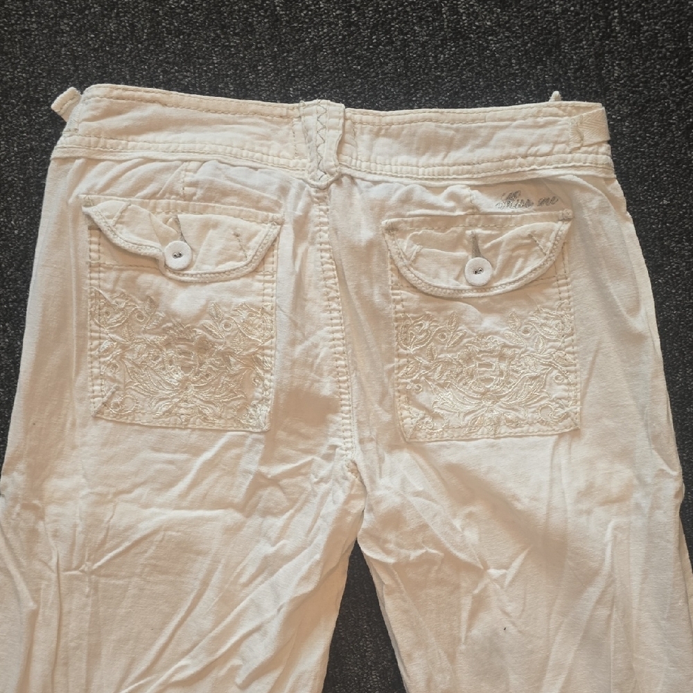 Miss Me Cream Wide-Leg Embroidered Pocket Pants - Picture 7 of 8